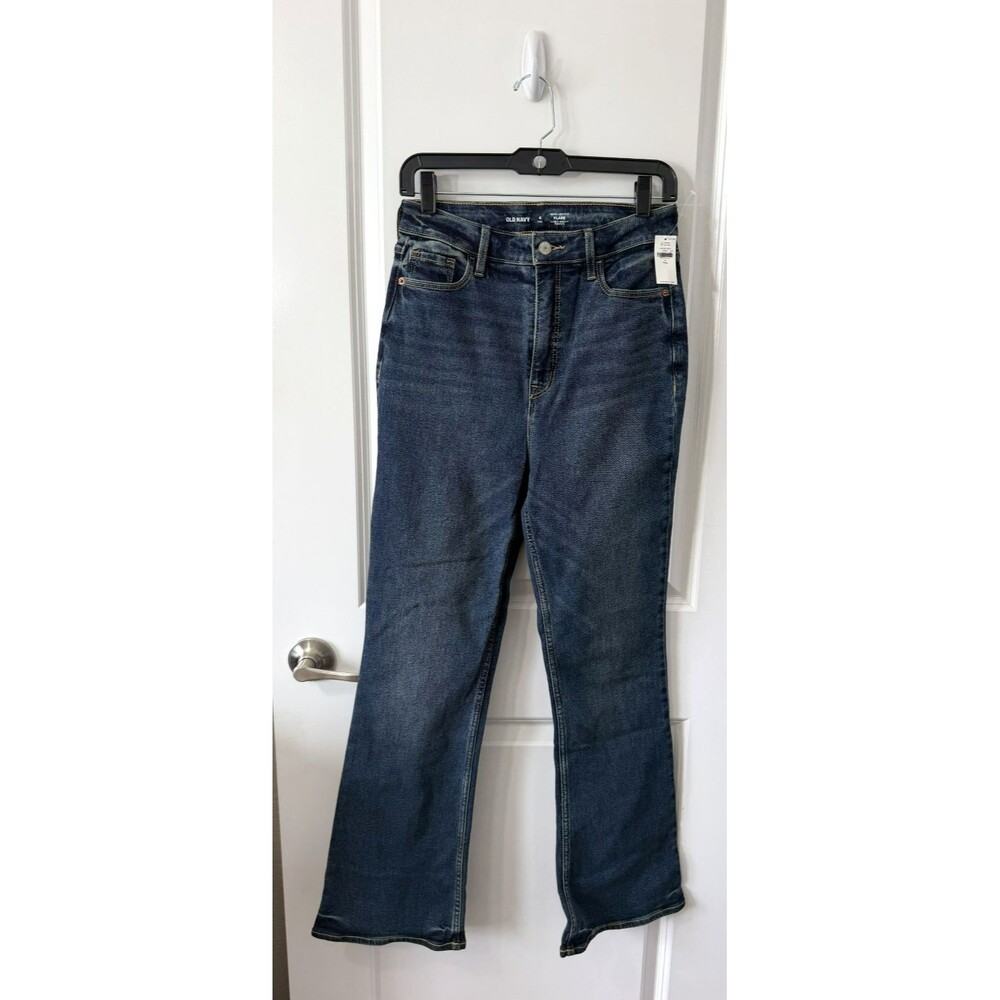 NWT Old Navy Jeans Women's Higher High Rise Flare Dark Blue Denim Size 4 Tall